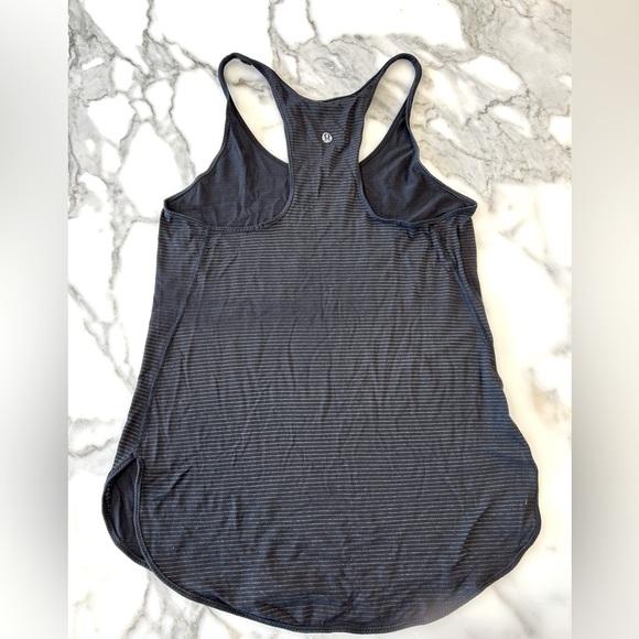 Lululemon racerback tank. Black with thin white stripes. Size 4. - Picture 2 of 2